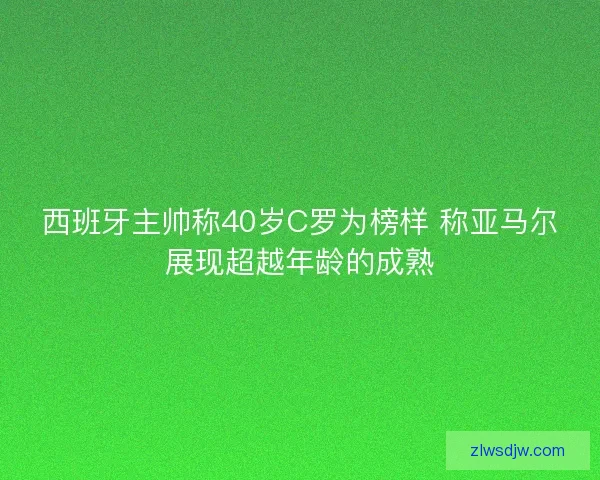 西班牙主帅称40岁C罗为榜样 称亚马尔展现超越年龄的成熟