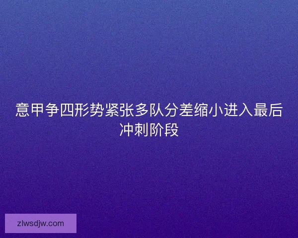 意甲争四形势紧张多队分差缩小进入最后冲刺阶段 意甲争四形势紧张多队分差缩小进入最后冲刺阶段