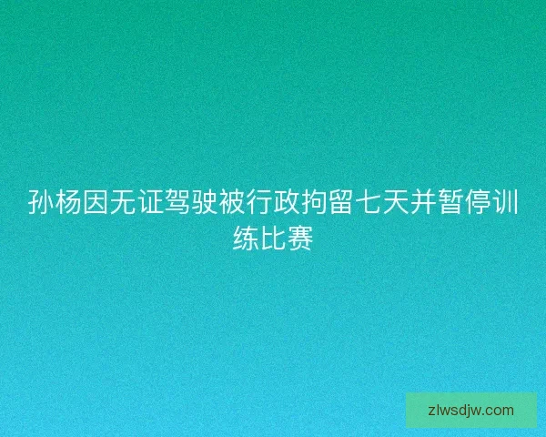 孙杨因无证驾驶被行政拘留七天并暂停训练比赛 孙杨因无证驾驶被行政拘留七天并暂停训练比赛